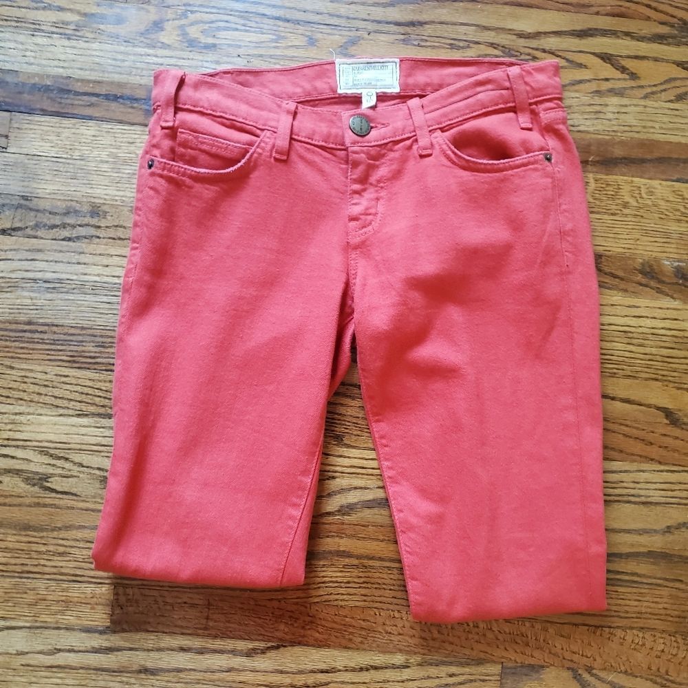 Current Elliot Stiletto Coral Kick The Crop Skinny Jeans 26 Boho Indie Bright